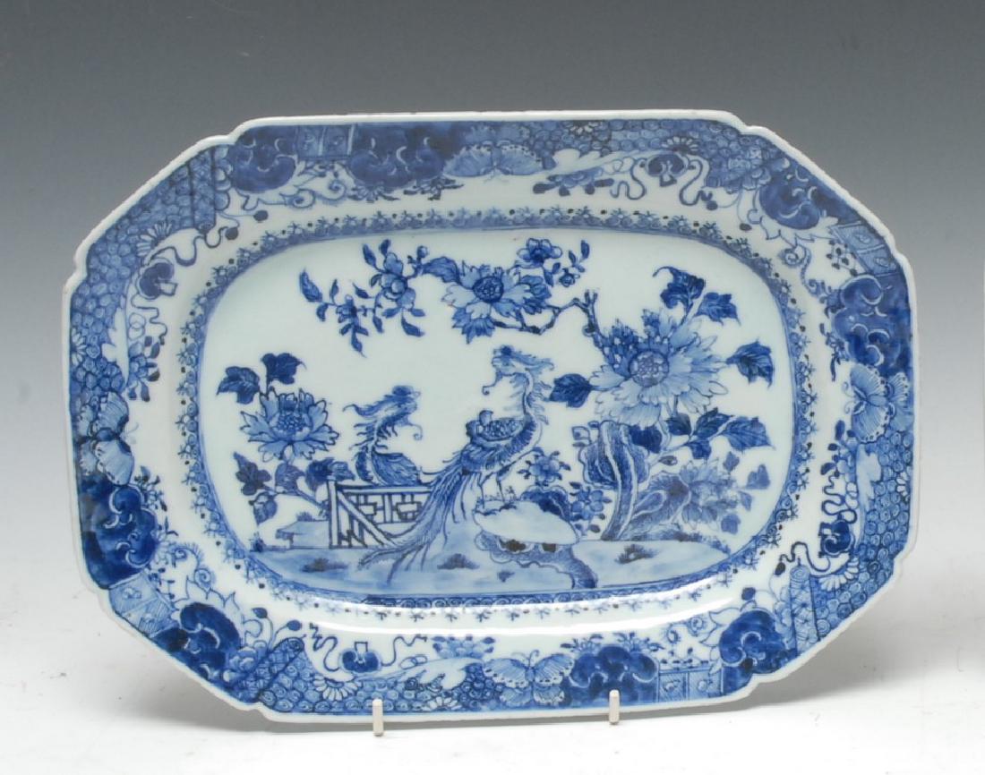 An 18th century Chinese canted rectangular meat plate, (1 of 1)