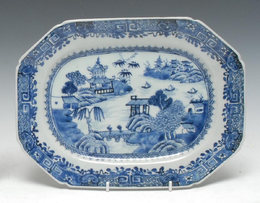 An 18th century Chinese canted rectangular meat plate, (1 of 1)