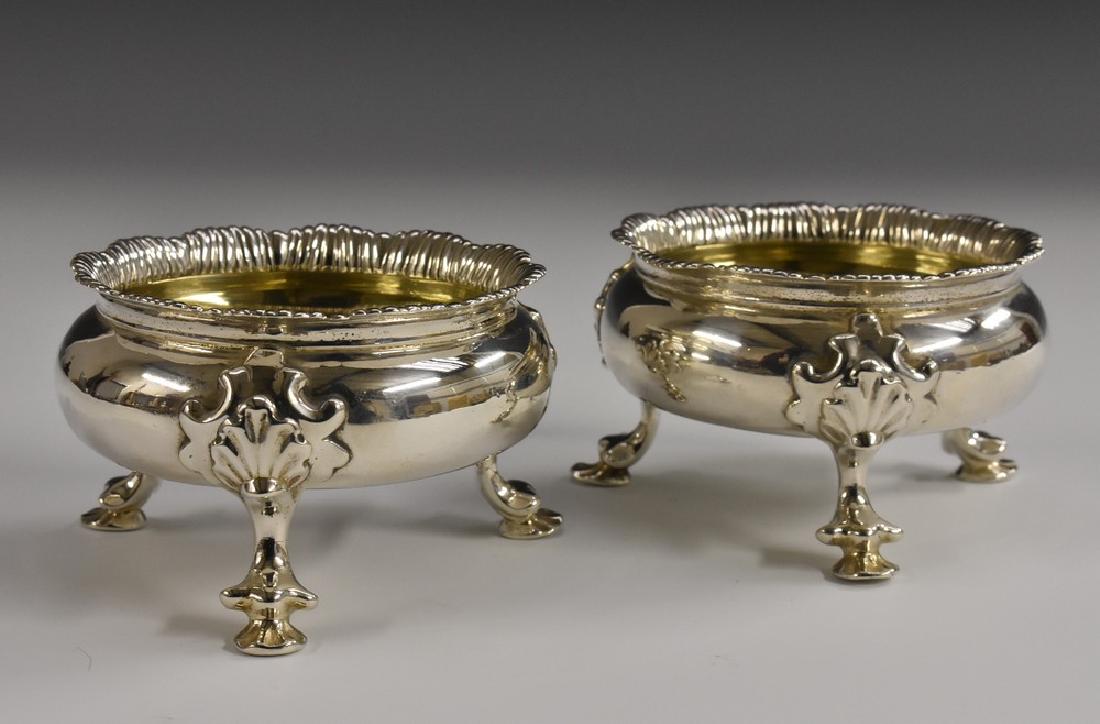 A pair of large George II Rococo silver cauldron salts, (1 of 1)