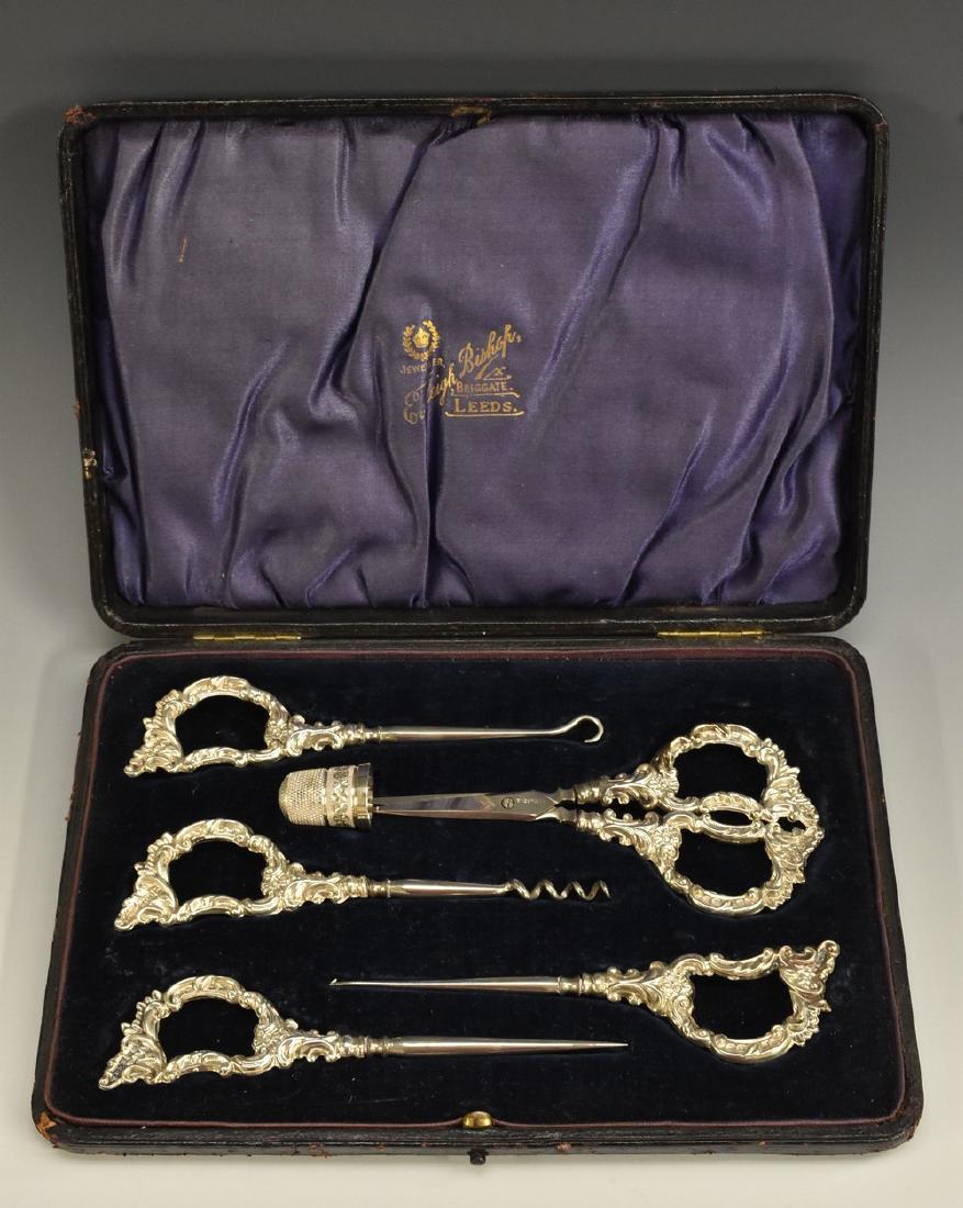 A Victorian six piece silver needlework set, comprising (1 of 1)