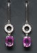 A pair of pink sapphire and diamond drop earrings, each