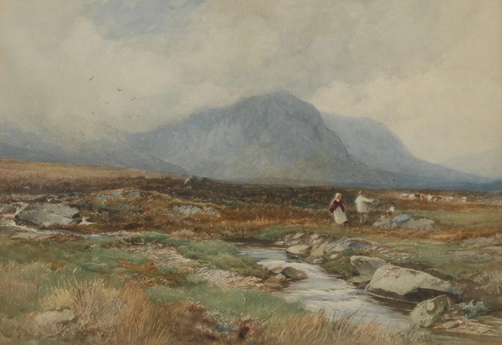 David Bates (1840-1921) Moorland near Capel Curig,: David Bates (1840-1921) Moorland near Capel Curig, Wales signed and dated 1899, titled to mount, watercolour, 35cm x 51cm
