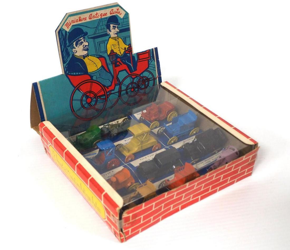 Miniature Antique Auto 12 assorted toys: Miniature Antique Auto 12 assorted toys in original store display box, made in Japan -Mint toys, Great box