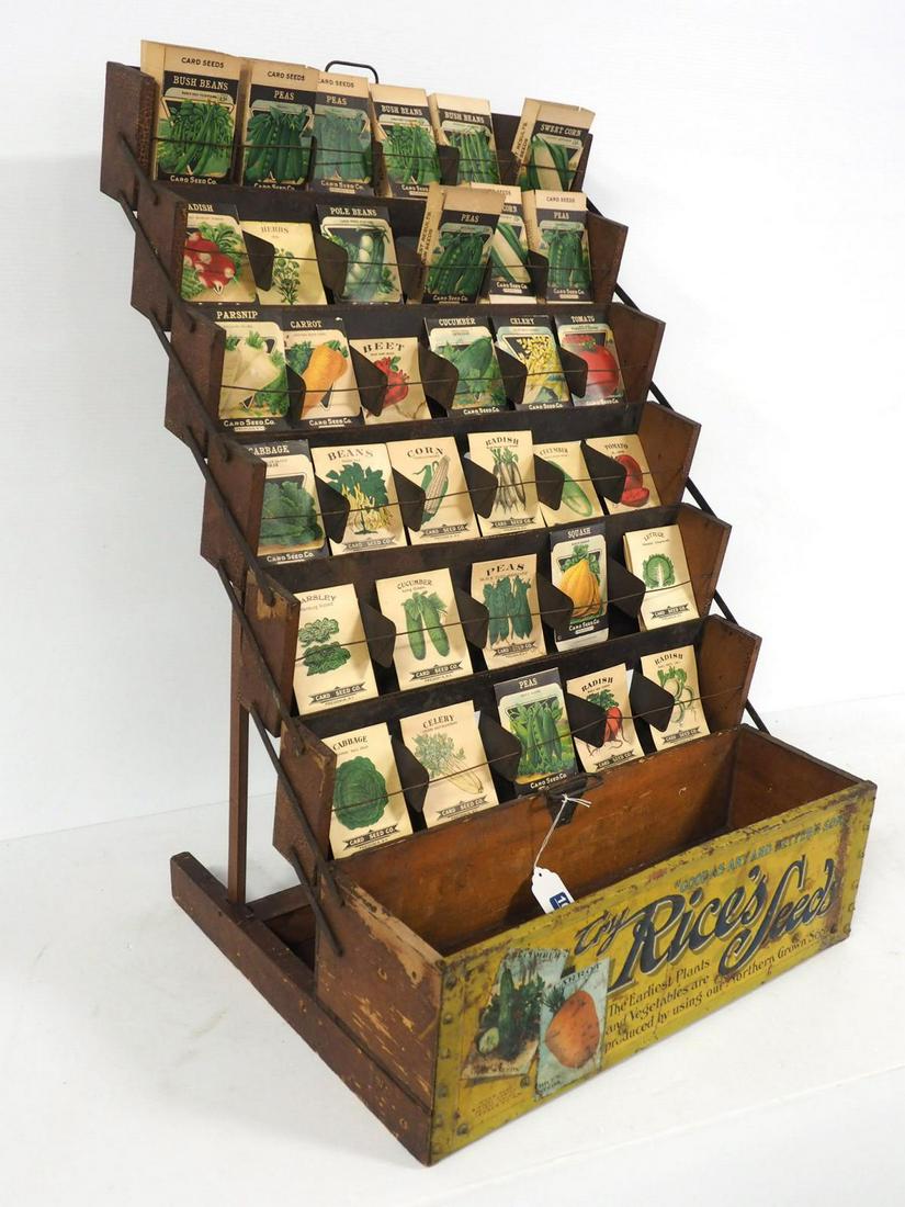 Rice's Seed folding countertop display: Rice's Seed folding countertop display with seed packets -Fair, WILL NOT SHIP -see Terms