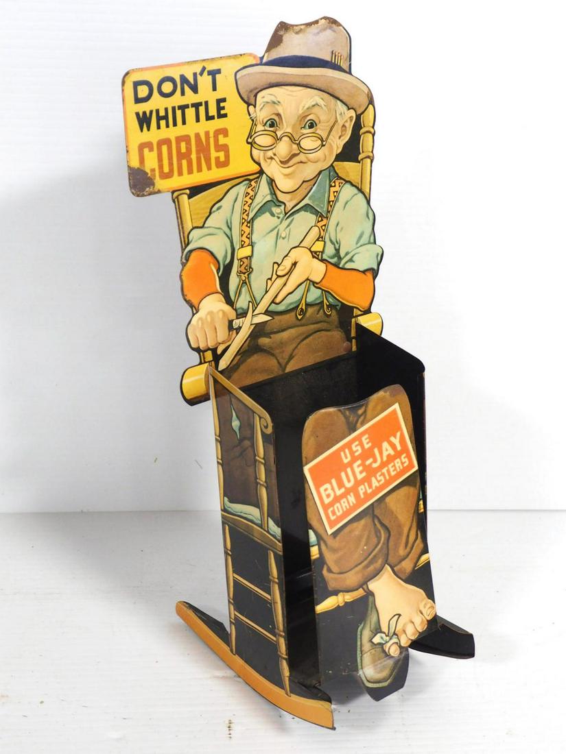 Blue Jay Corn Plasters store display: Blue Jay Corn Plasters metal store display -Good