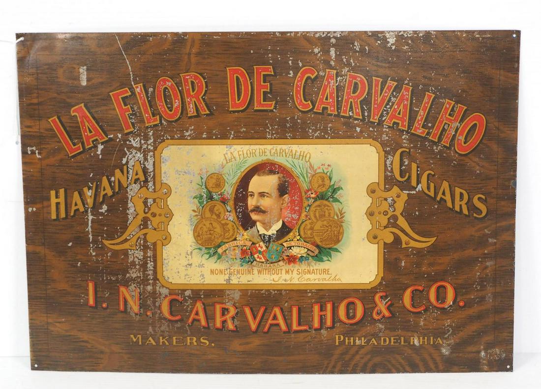 La Flor De Carvalho Havana Cigars sign: 20"x14" SST La Flor De Carvalho Havana Cigars sign -Fair