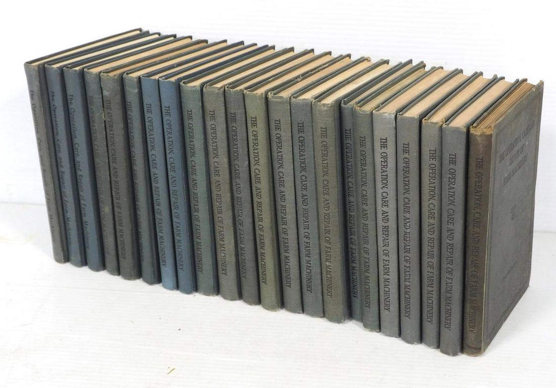 John Deere Operation, Care and Repair books: (22) Hard cover books, John Deere Operation, Care and Repair of Farm Machinery, not complete set