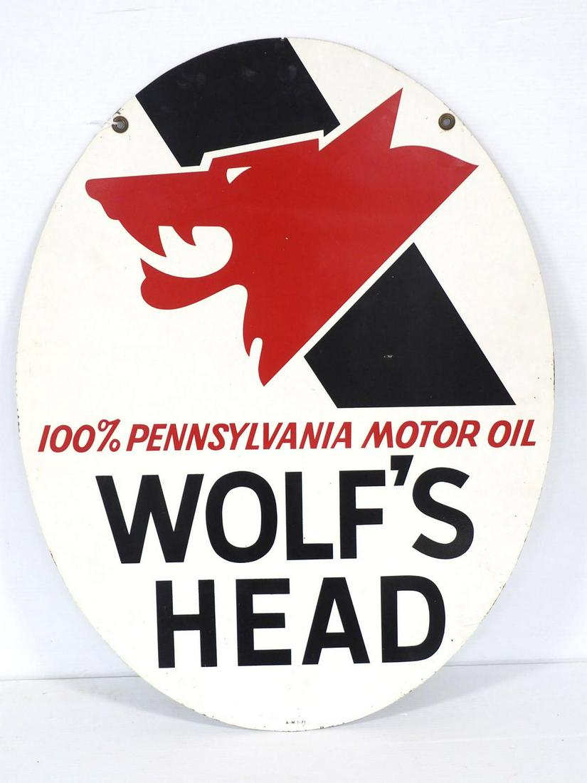 Wolf's Head Motor Oil sign (1 of 3)
