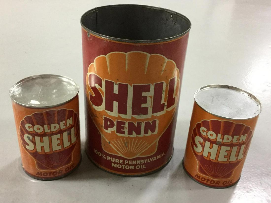 (3) Shell oil cans (1 of 2)