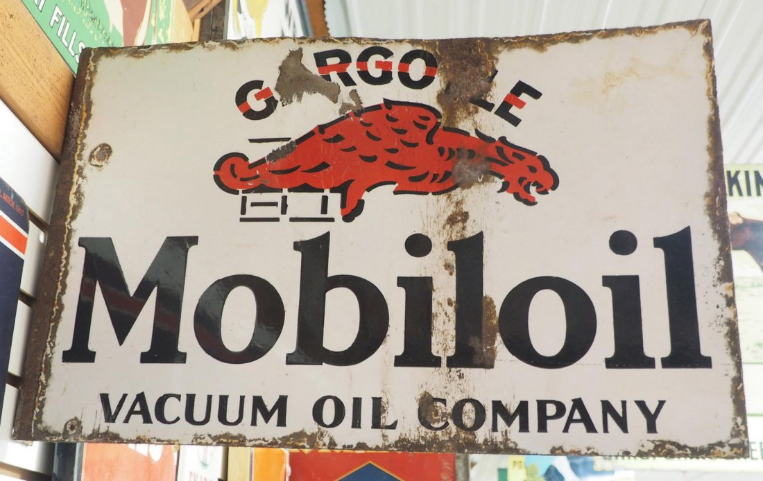 Gargoyle Mobiloil sign: 24"x15" DSP flanged Gargoyle Mobiloil sign -Rough