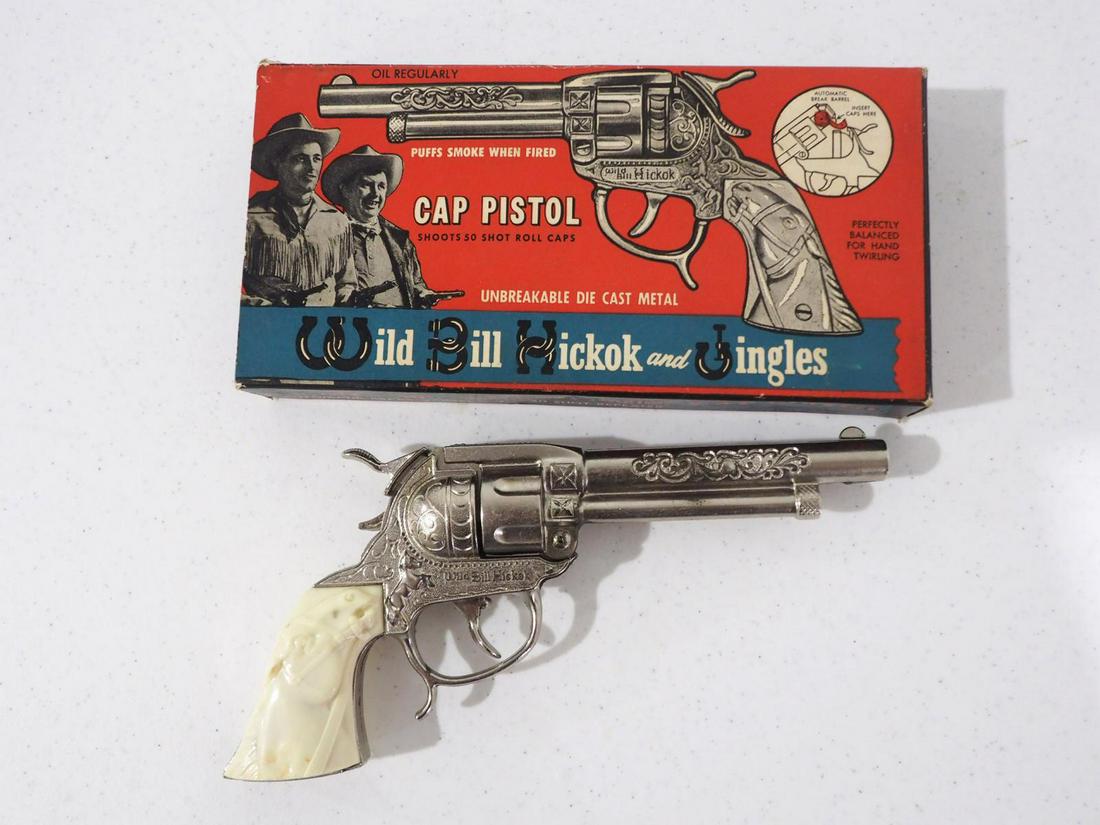 LH Wild Bill Hickock unfired cap gun: LH Wild Bill Hickock unfired cap gun with box -Excellent, gun functions well, box has flaps missing