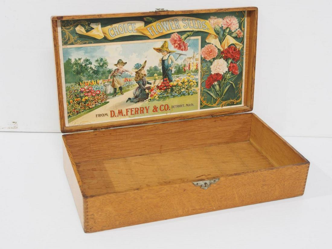 Ferry seed country store display box: Ferry seed country store display box with Calvert label, 3"x16"x9" -Excellent