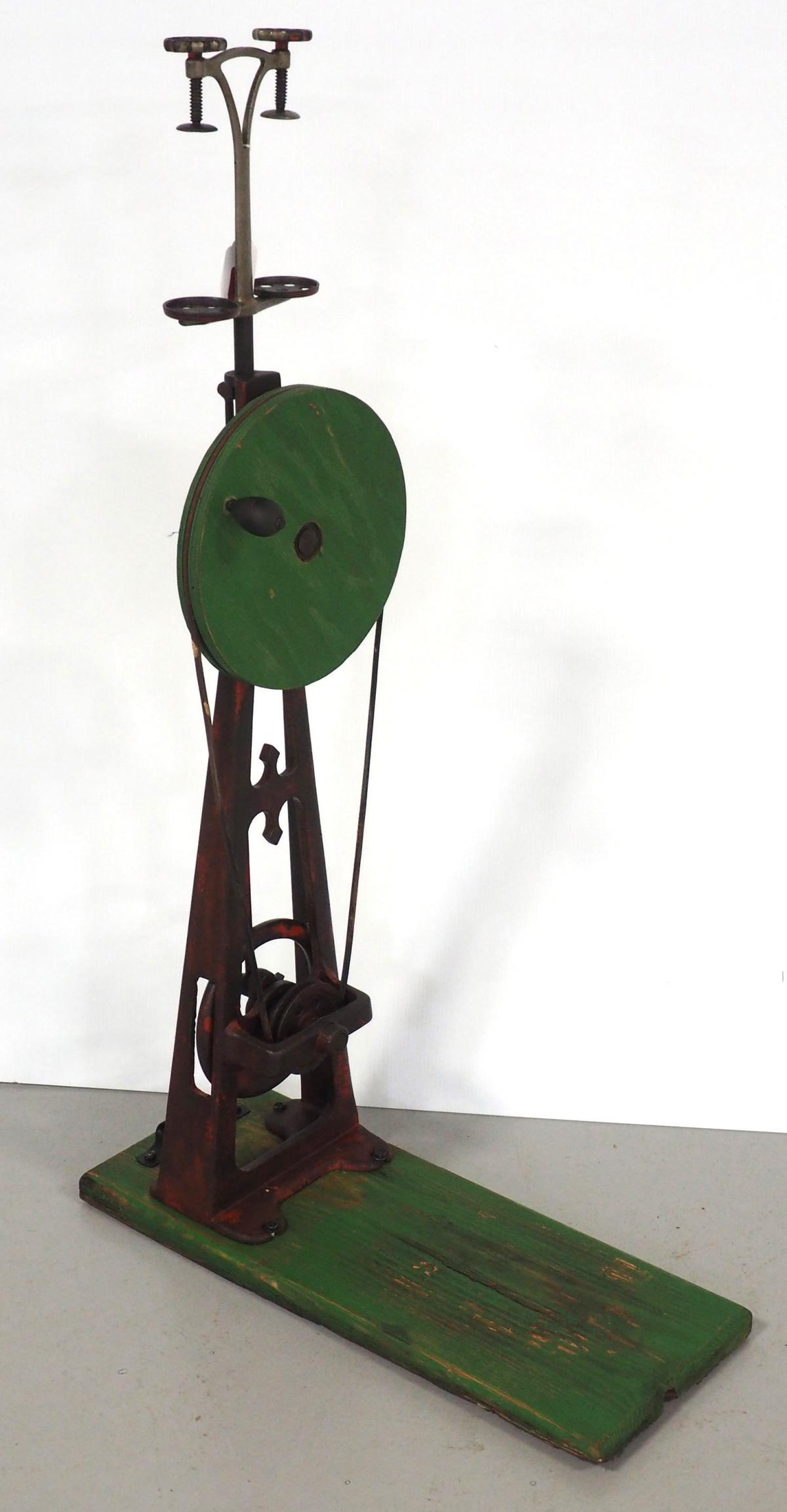 Double milkshake maker: Floor model hand-crank double milkshake maker with newer wooden wheel -WILL NOT SHIP - LOCAL PICKUP ONLY