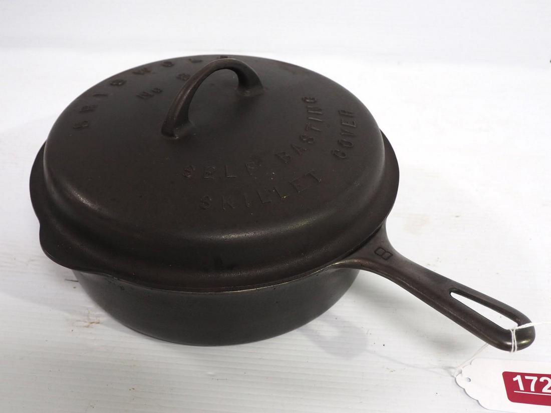 Griswold #8 self-basting skillet with lid: Griswold #8 self-basting skillet with lid