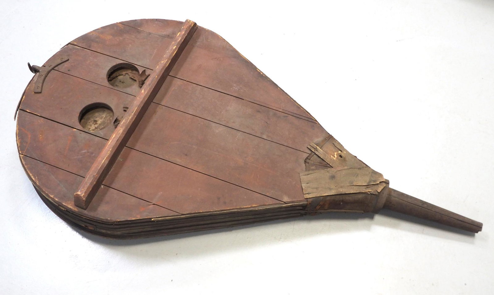 Large early blacksmith bellows: Large early blacksmith bellows with original stenciling & mfg label from Barre VT, leather is in very good condition, 68"L -WILL NOT SHIP - LOCAL PICKUP ONLY