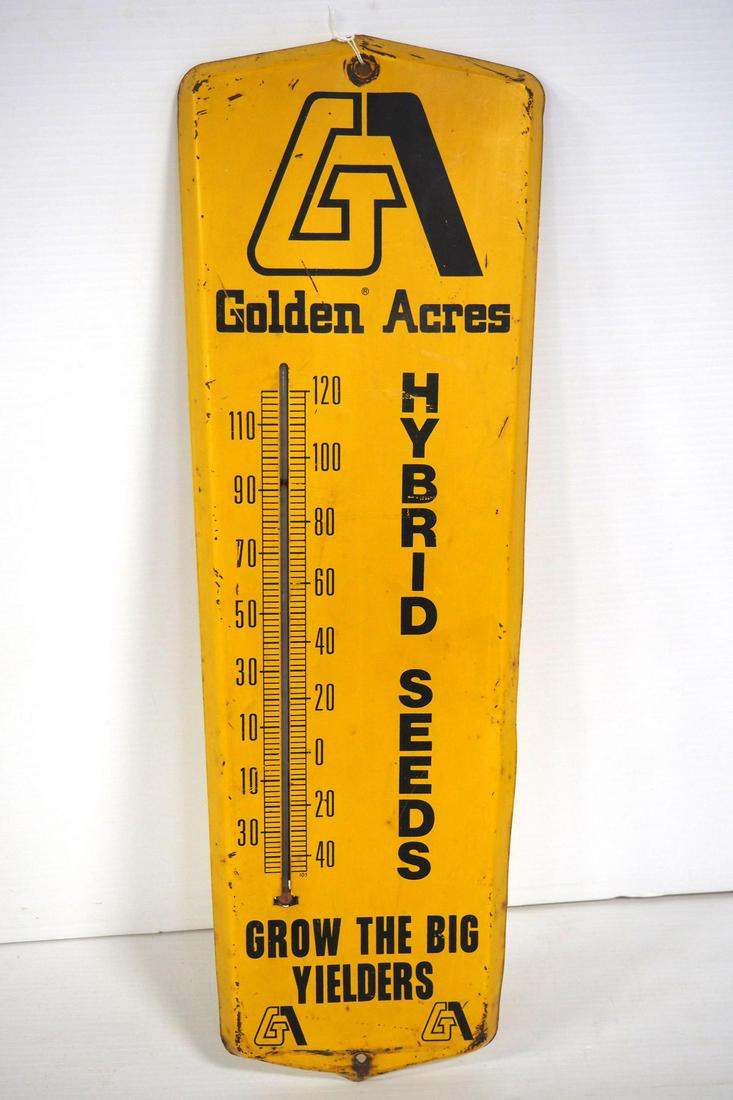 Golden Acres thermometer: 8"x24" SST Golden Acres thermometer -Fair, does not work