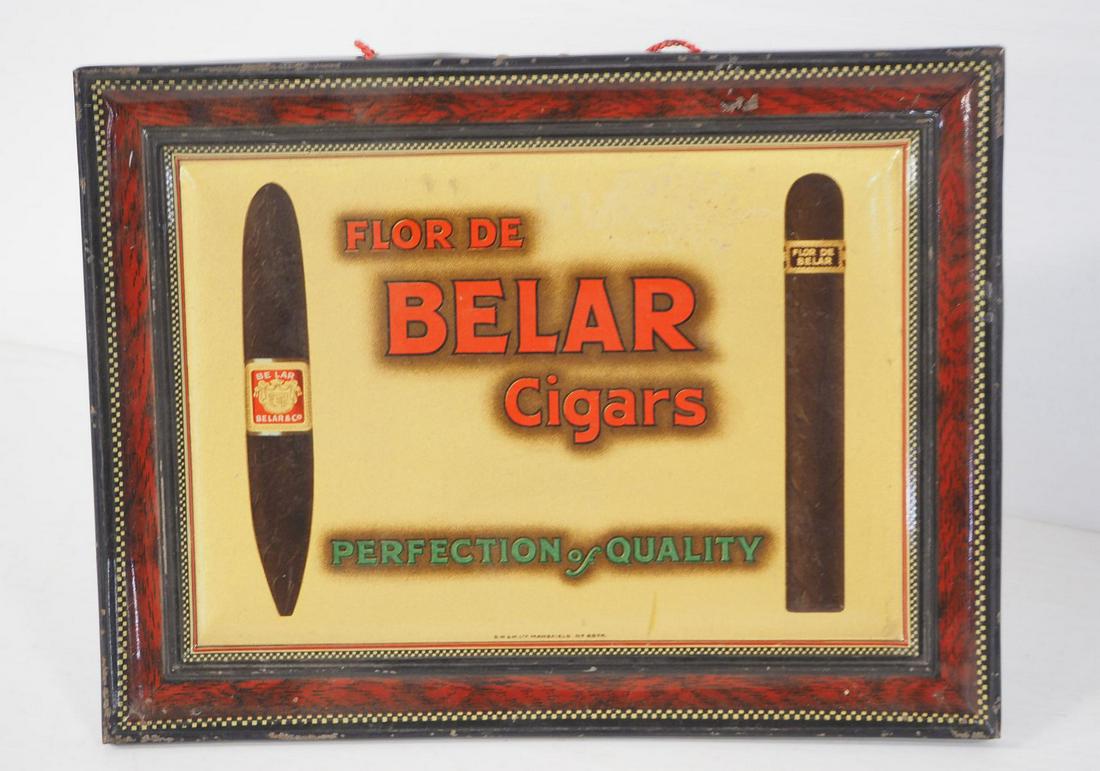 Belar Cigars sign: 10"x7" SST Belar Cigars stand-up sign -Good