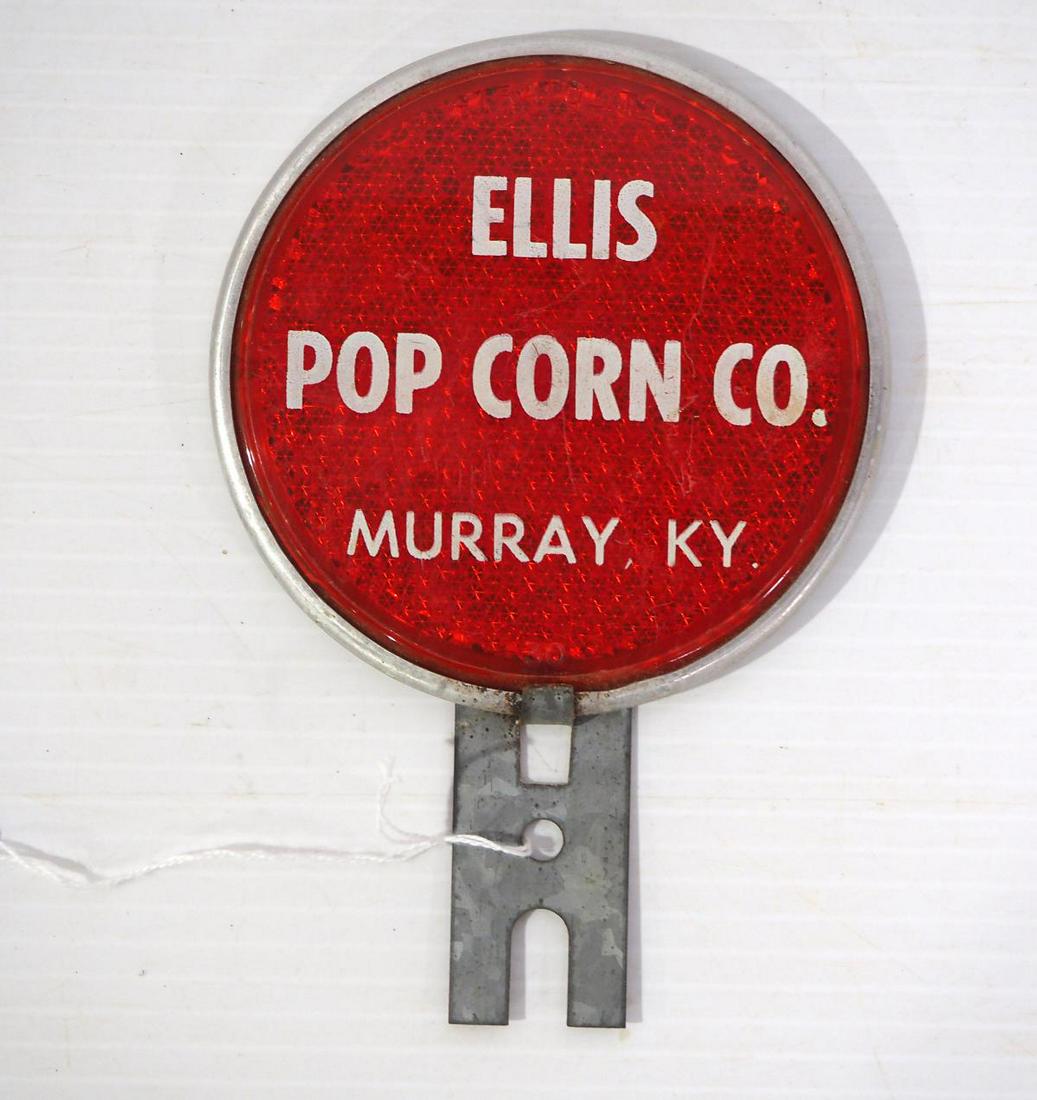 Ellis Popcorn Co. license plate reflectors: Ellis Popcorn Co. license plate topper reflectors