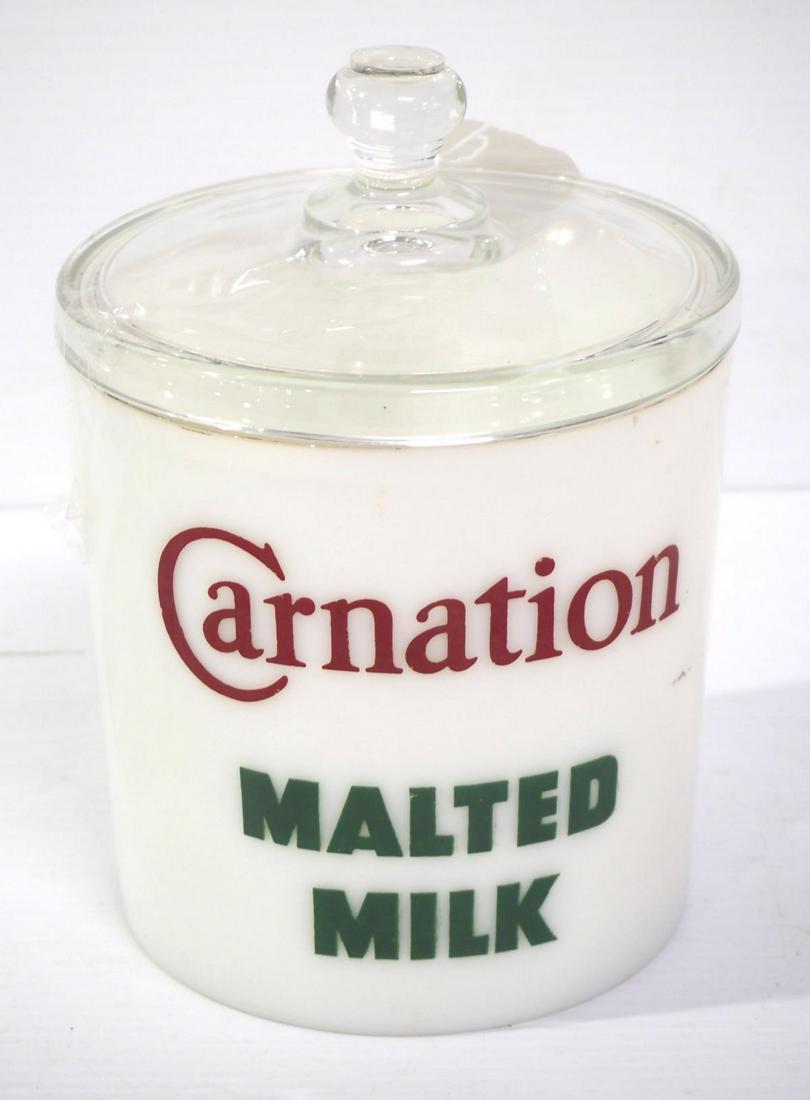 Carnation Malted Milk glass container (1 of 2)