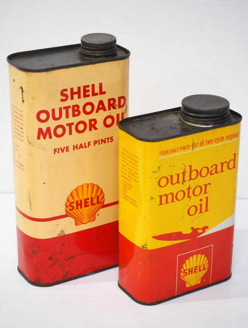 (2) Shell Outboard Motor Oil tins (1 of 2)