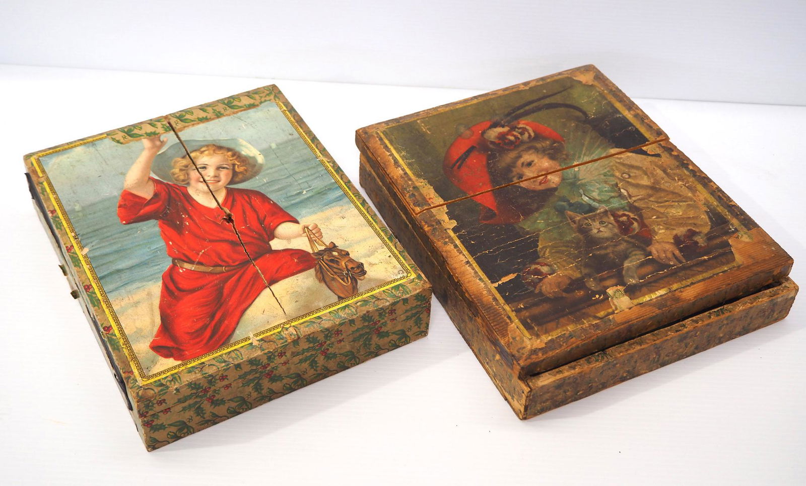 (2) Early child's wooden block puzzles (1 of 6)