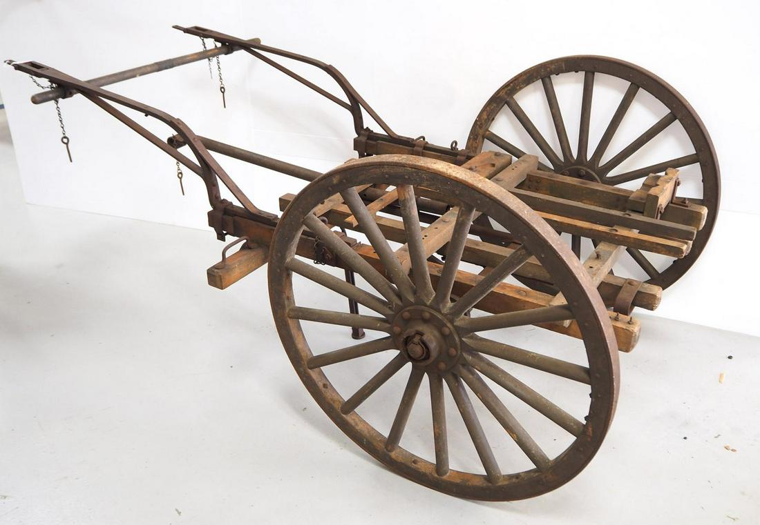 2-wheel machine gun cart: 2-wheel machine gun cart, dated 1917 with brass tag "Ordnance Dept USA", serial 252938 - -Buyer to arrange shipping