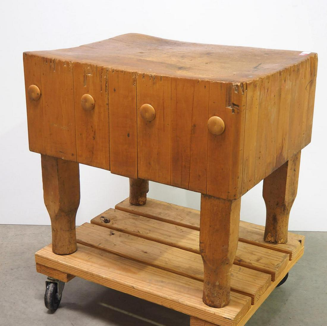 4-legged butcher block table: 4-legged butcher block table - -Buyer to arrange shipping