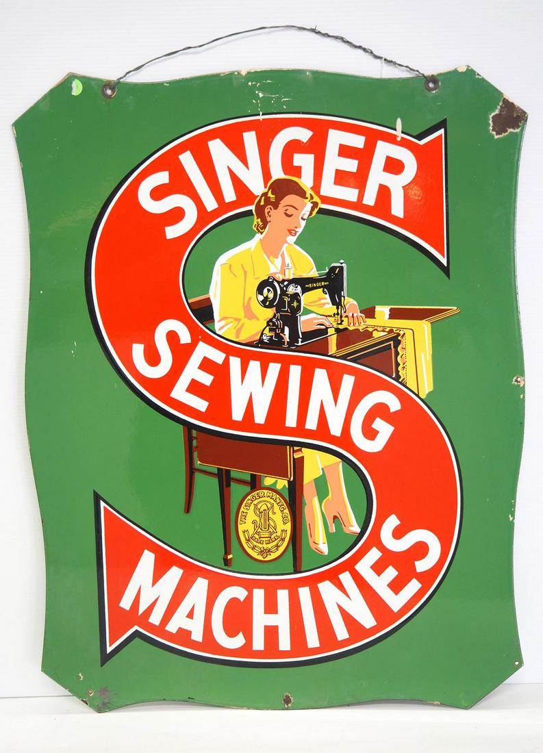 Singer Sewing Machines sign: 24"x32" DSP Singer Sewing Machines sign -Good