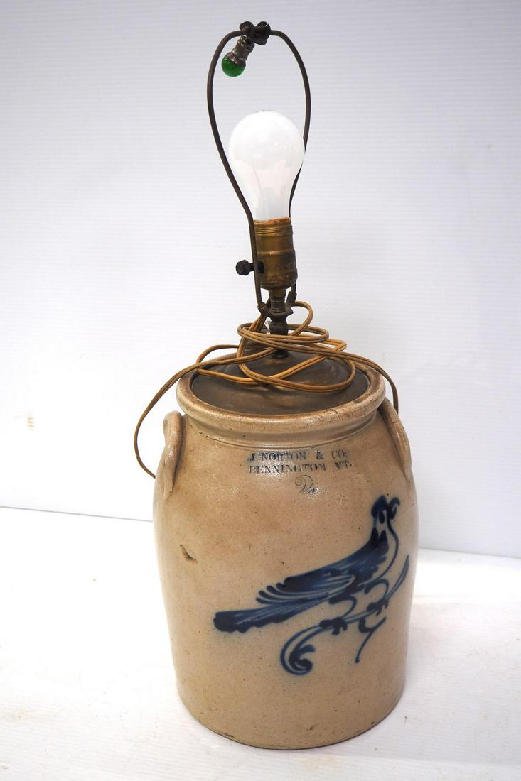 2 gal. blue decorated crock (1 of 3)