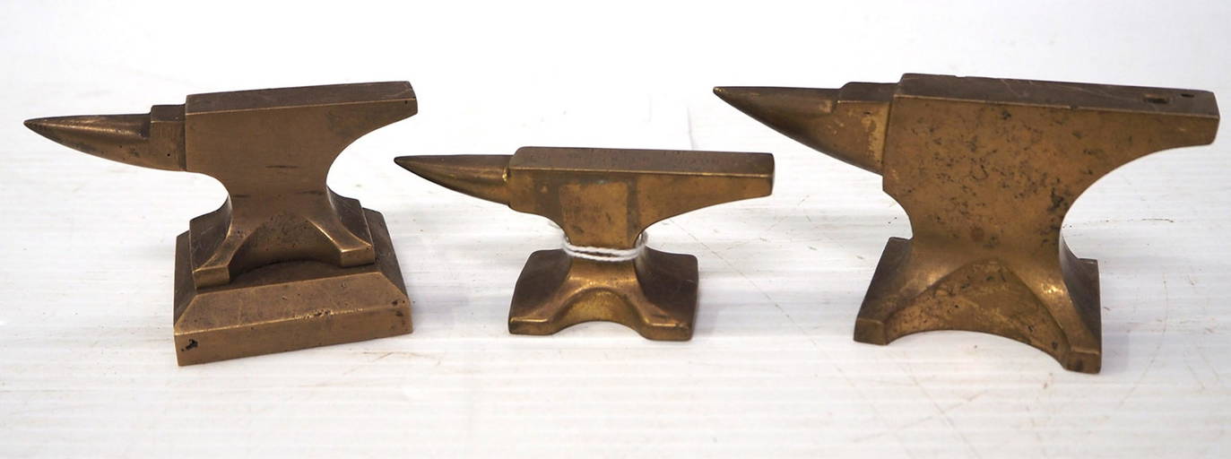 (3) Miniature Brass Jewelers Anvils
