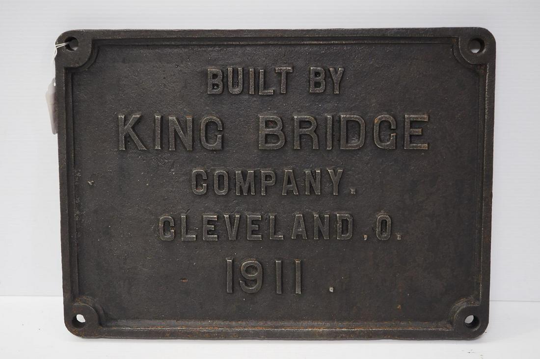 Cast iron King Bridge Co., Cleveland, O. sign (1 of 3)