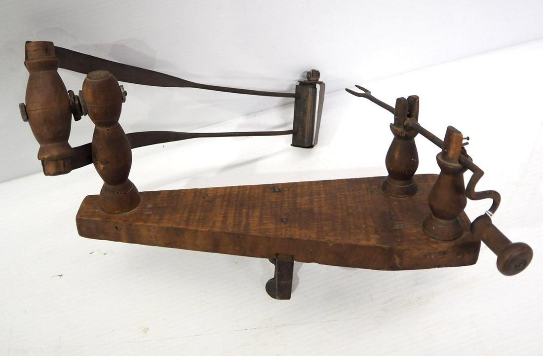 Primitive wooden hand-crank apple peeler (1 of 5)