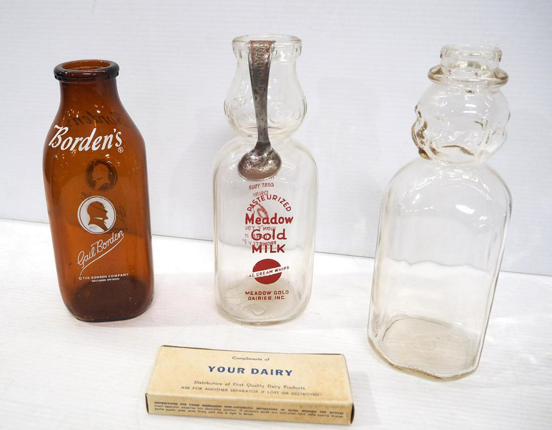 (3) 1 quart milk bottles & dairy thermometer (1 of 1)