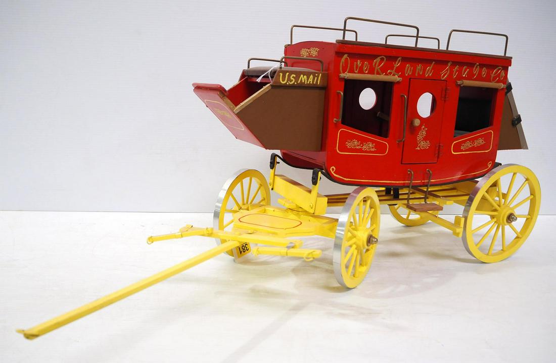Wooden model horse-drawn stagecoach (1 of 2)