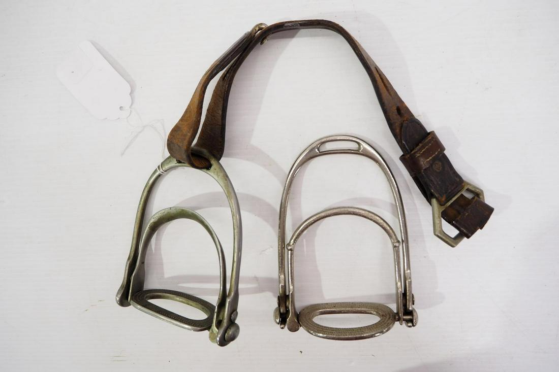 Pair of B. Copes patent break-away stirrups: Pair of B. Copes patent nickel-plated break-away stirrups