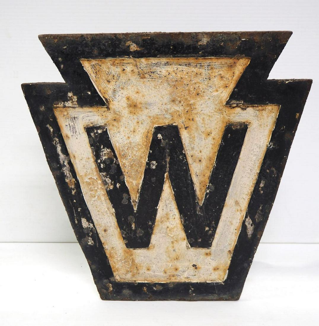 Cast iron "W" railroad whistle sign (1 of 2)