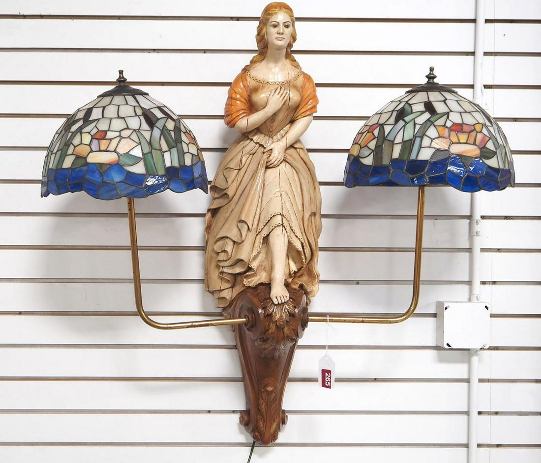 Wooden lady lamp with 2 glass shades (1 of 3)