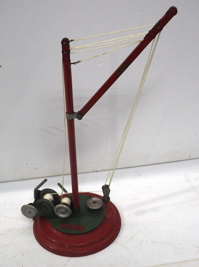 Buddy L pressed steel Stationary Crane: Buddy L pressed steel Stationary Crane, 10"L x 19"H -Very Good