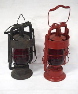 (2) Dietz Fire Dept. lanterns: (2) Dietz Fire Dept. lanterns -1 repainted Good, 1 Rough