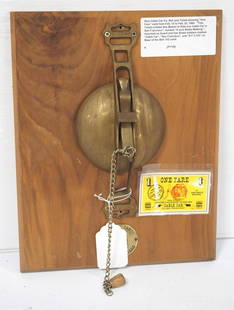 Cable car bell and ticket: 10"x5" brass cable car bell / cable car ticket