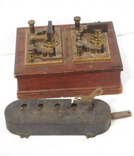 The Bristol Counter & switch box: 8"x2.5" cast iron The Bristol Counter / 6"x8" brass & wooden switch box