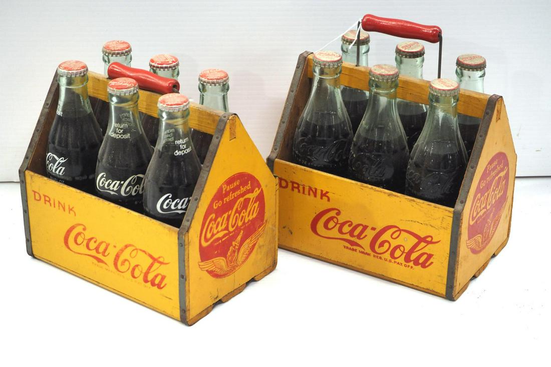(2) Coca Cola wooden 6-pack bottle carriers (1 of 2)