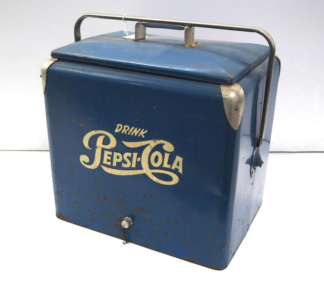 Pepsi Cola blue cooler with bottles (1 of 7)