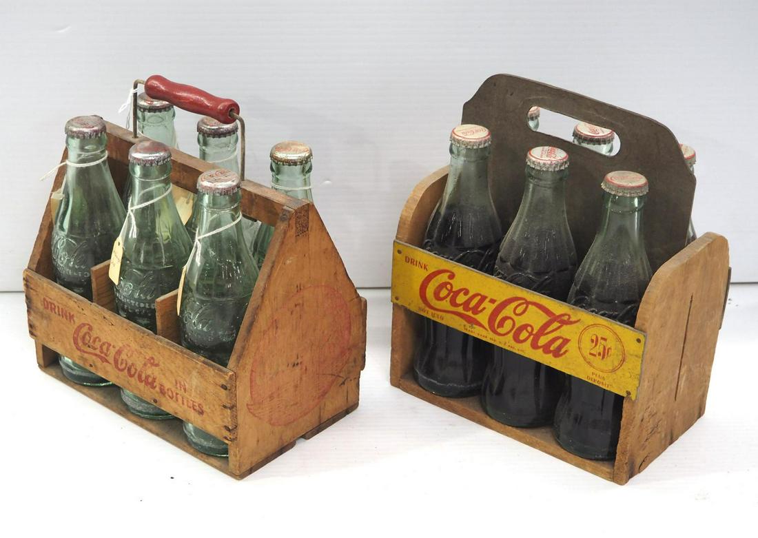 (2) Coca Cola wooden 6-pack bottle carriers (1 of 2)