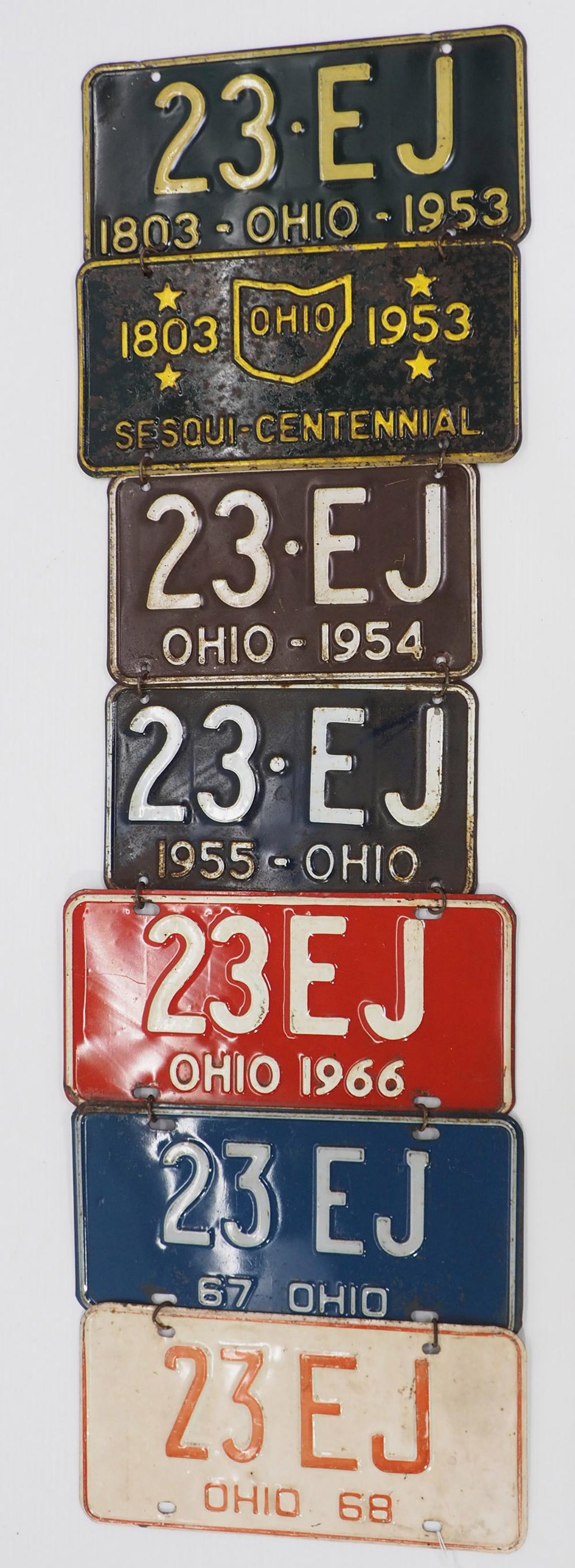 (7) Ohio license plates: (7) Ohio license plates "23-EJ" various dates