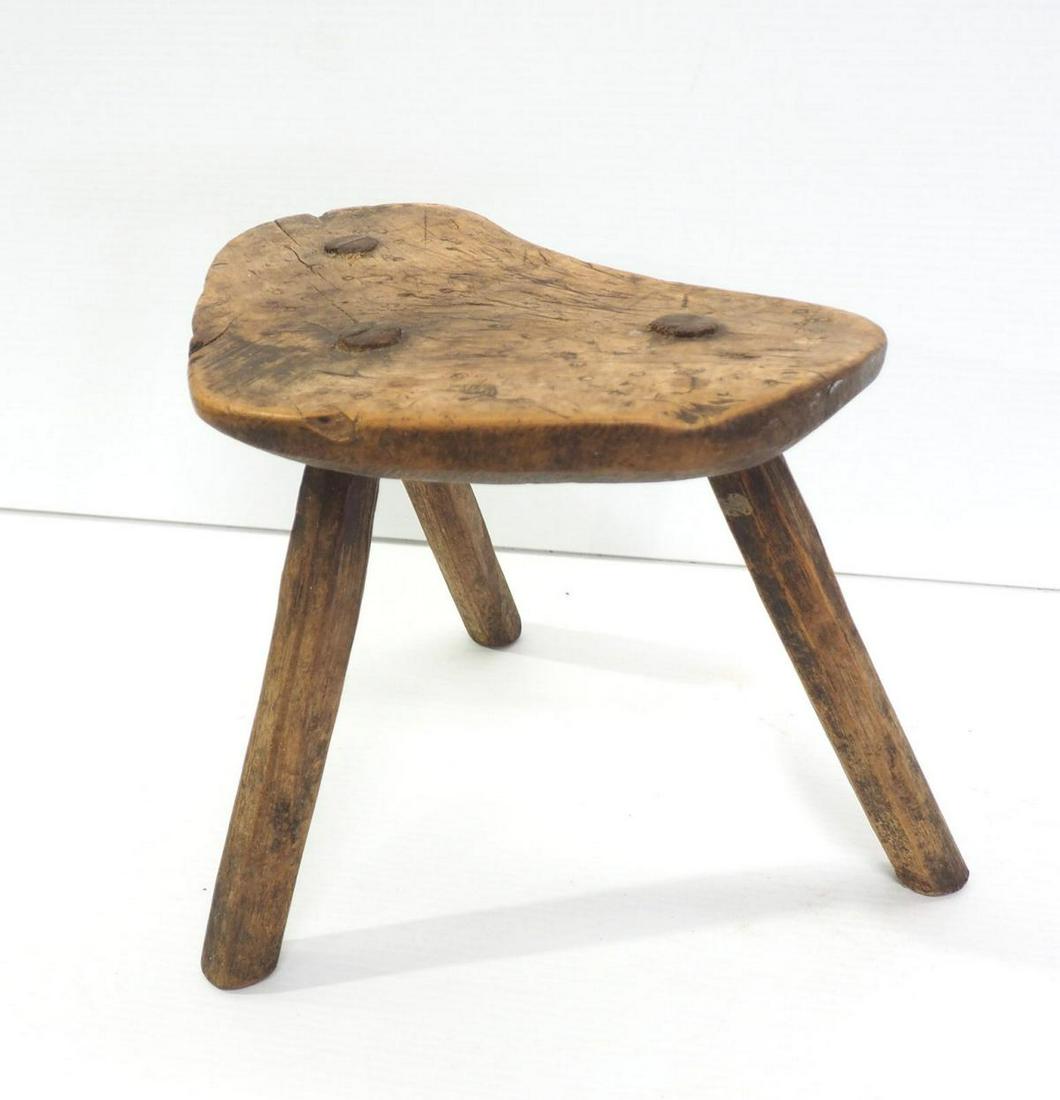 Very early maple 3-legged milking stool (1 of 2)