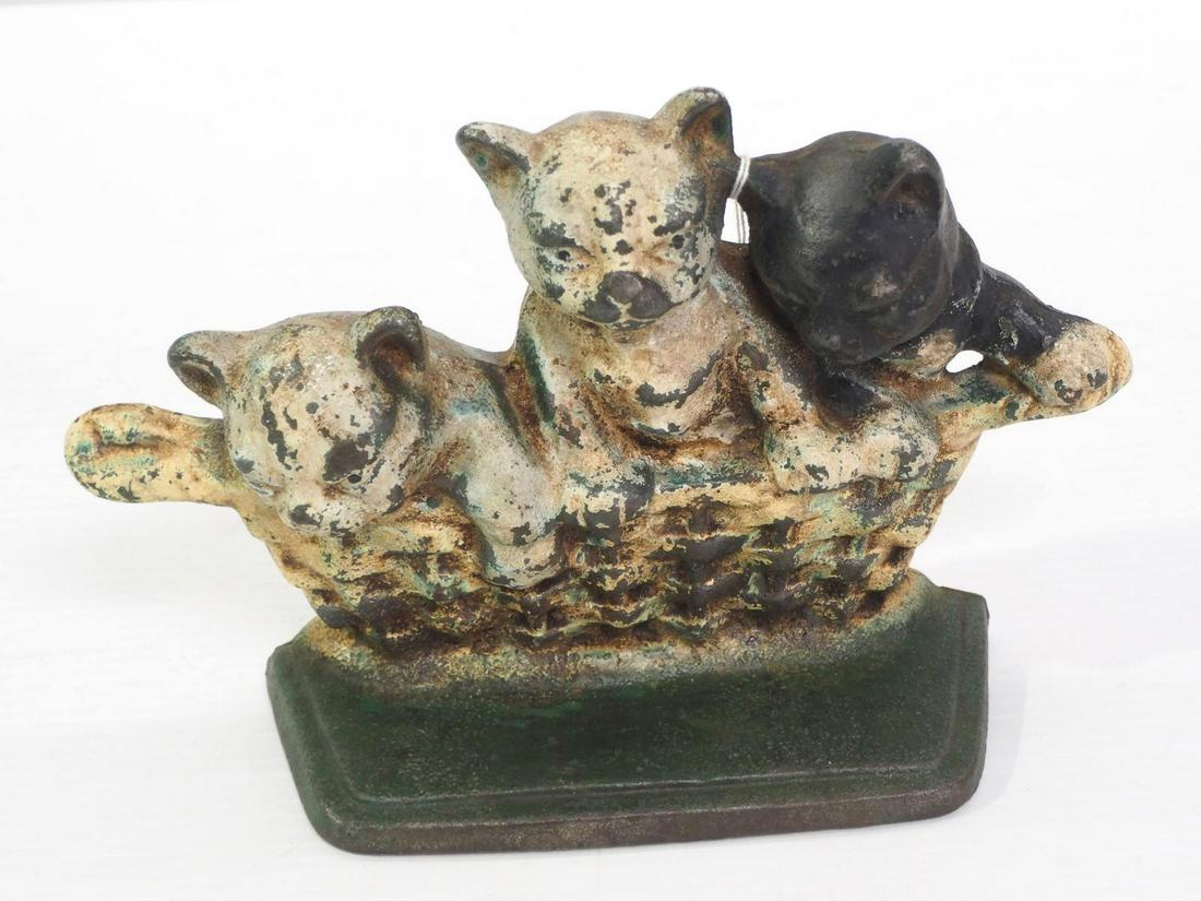 Door stop of 3 kittens in basket (1 of 3)