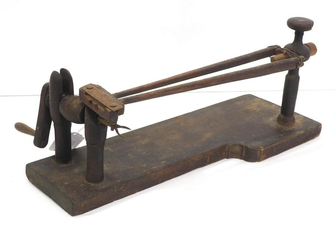 Primitive, hand-crank, wooden apple peeler (1 of 4)