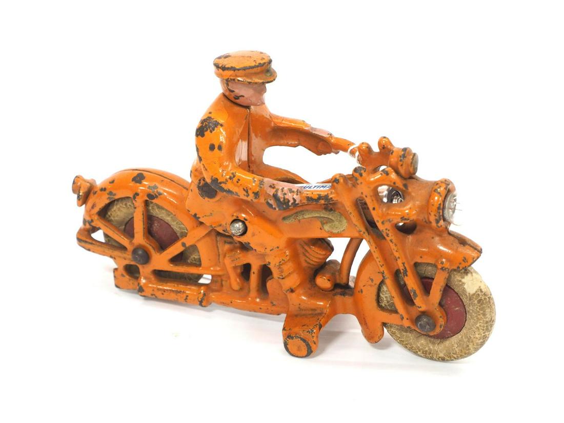 Orange cast iron Motorcycle (1 of 3)