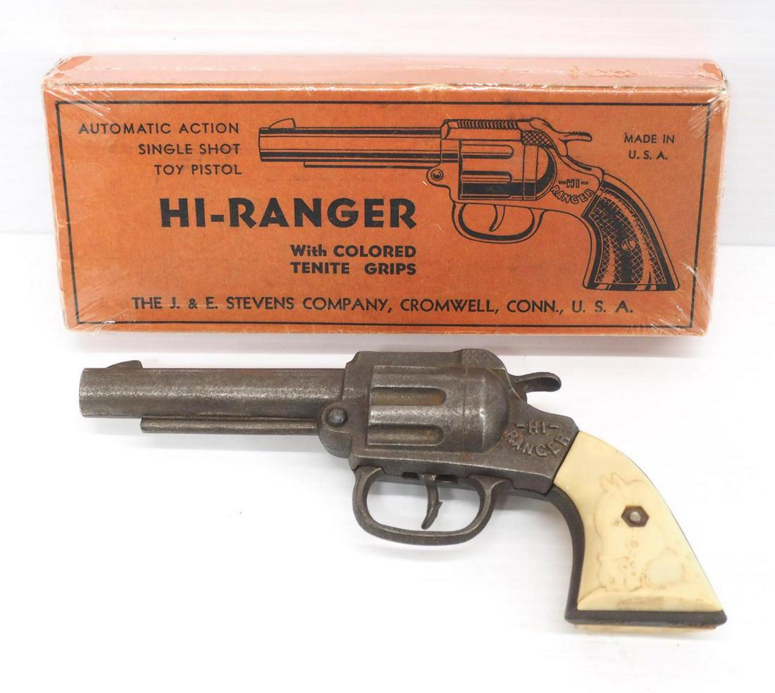 J & E Stevens Hi-Ranger Cap Gun: J & E Stevens Hi-Ranger Cap Gun with original box -Very Good, doesn't work